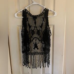 Black Lace Sleeveless Vest